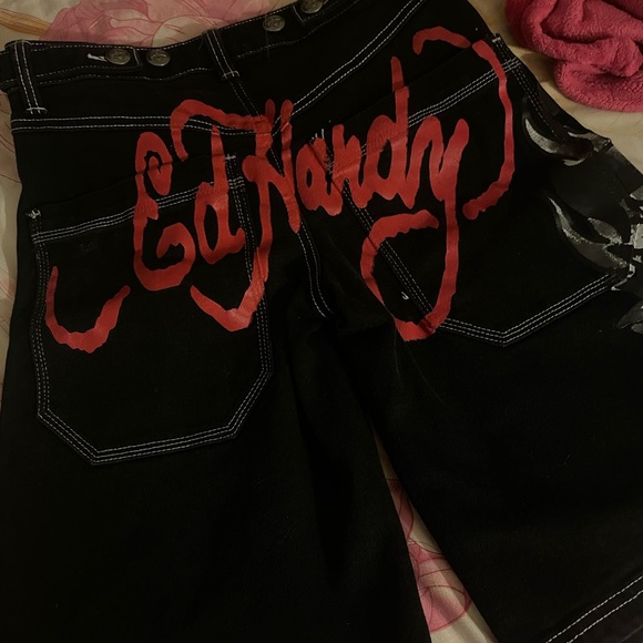 Ed Hardy Pants - Ed Hardy Black and Red jorts
